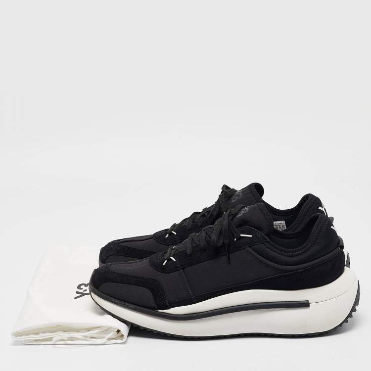 Pre Owned Y-3 x Adidas Black Fabric and Suede Low Top Sneakers Size 44