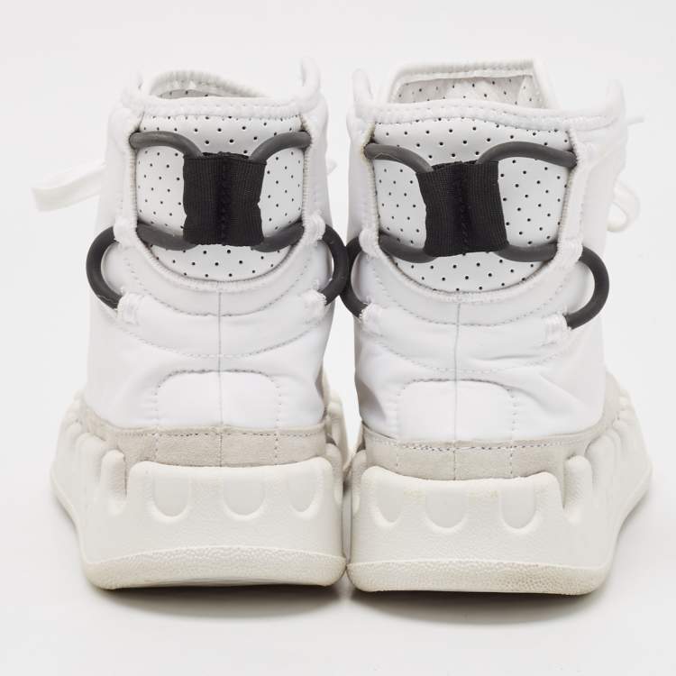 Pre Owned Y-3 White Leather and Nylon Kasabaru High Top Sneakers Size 42.5          