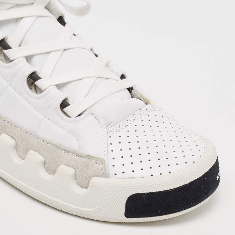 Pre Owned Y-3 White Leather and Nylon Kasabaru High Top Sneakers Size 42.5          