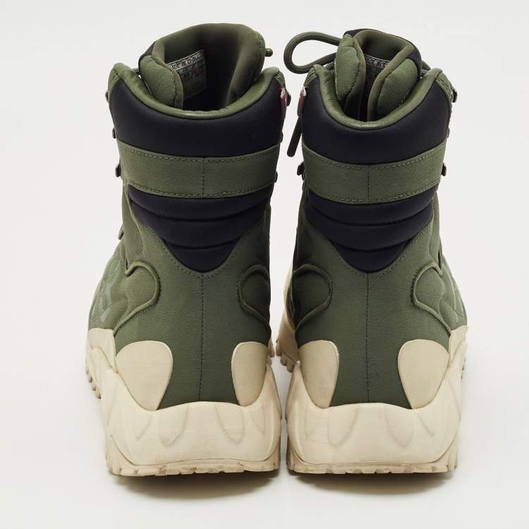Pre Owned Y-3 x Adidas Shadow Green Fabric and Leather Notoma Sneakers Size 40