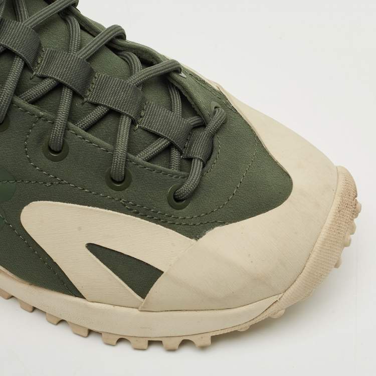 Pre Owned Y-3 x Adidas Shadow Green Fabric and Leather Notoma Sneakers Size 40