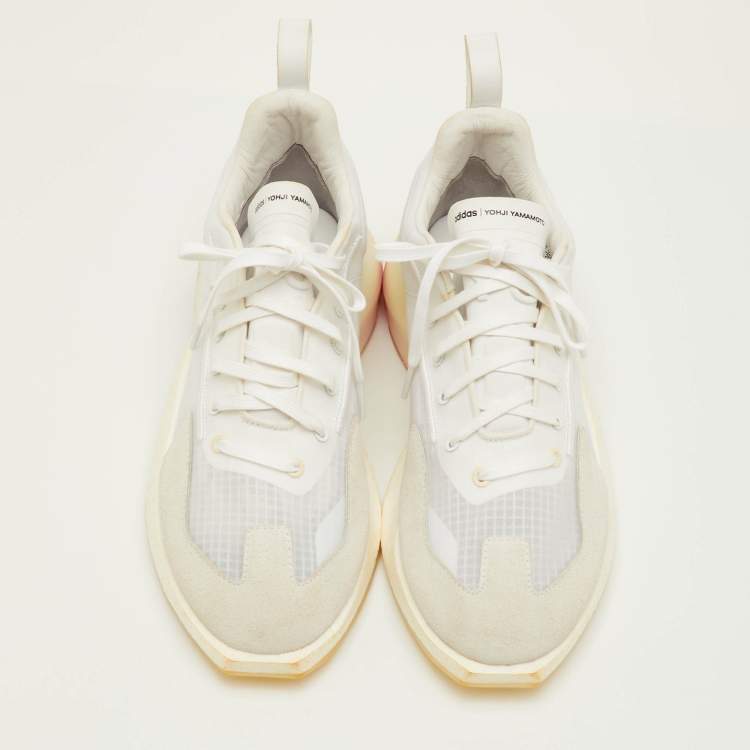 Pre Owned Y-3 Adidas Orisan Size 42 White Mesh and Suede Core White Low Top Sneakers