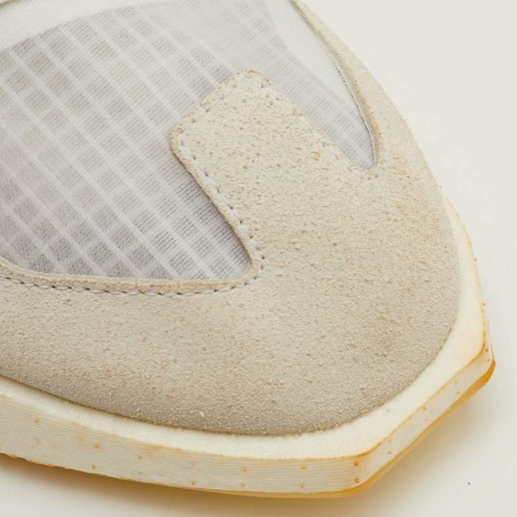 Pre Owned Y-3 Adidas Orisan Size 42 White Mesh and Suede Core White Low Top Sneakers