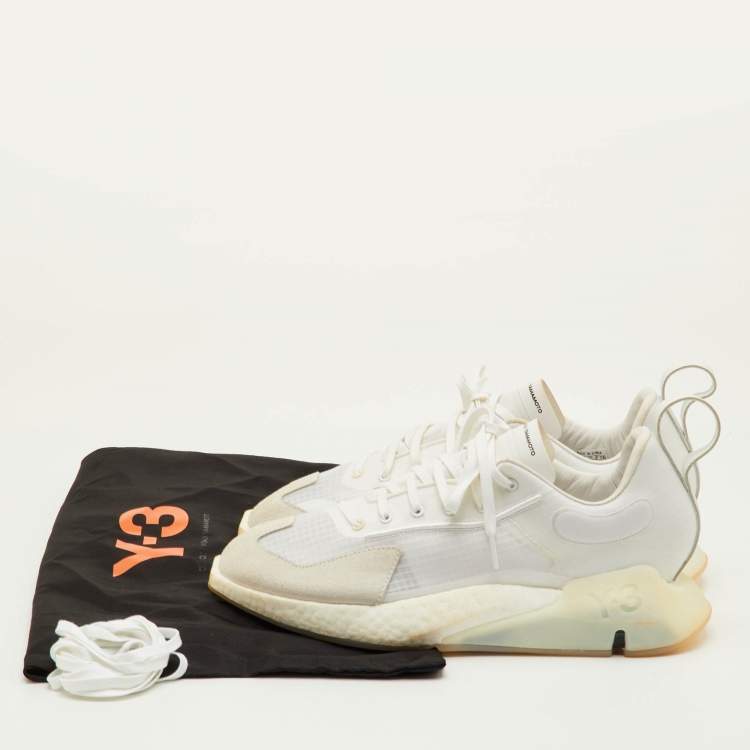 Pre Owned Y-3 Adidas Orisan Size 42 White Mesh and Suede Core White Low Top Sneakers