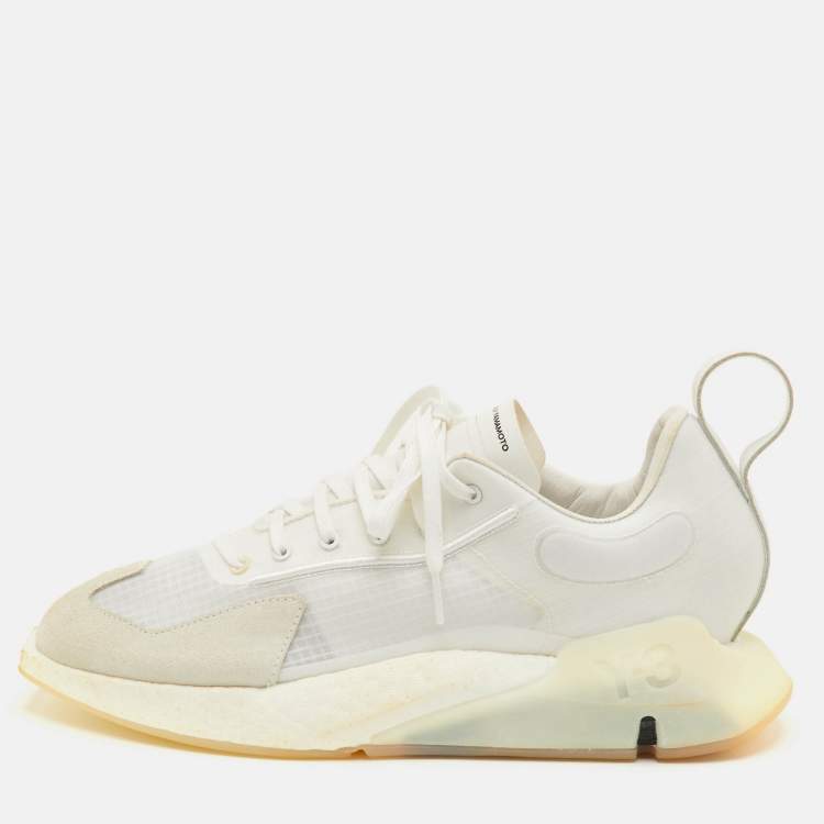 Pre Owned Y-3 Adidas Orisan Size 42 White Mesh and Suede Core White Low Top Sneakers