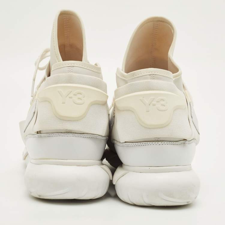 Pre Owned حذاء رياضي Y-3 قاسا إيلي قماش أبيض وجلد وأربطة مقاس 43.5