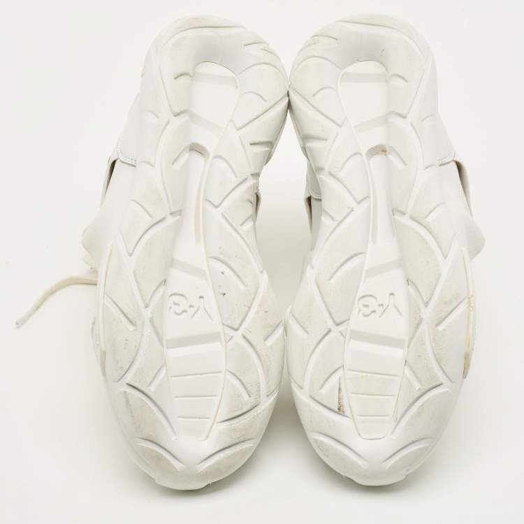 Pre Owned حذاء رياضي Y-3 قاسا إيلي قماش أبيض وجلد وأربطة مقاس 43.5