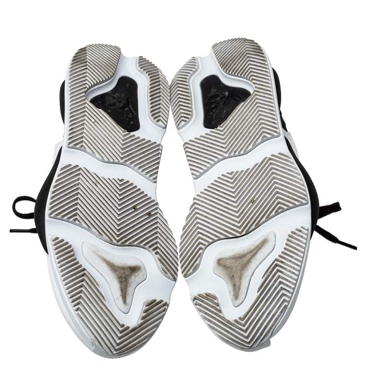 Pre Owned Y-3 White/Black Leather And Stretch Fabric Kaiwa Sneakers Size 43 1/3