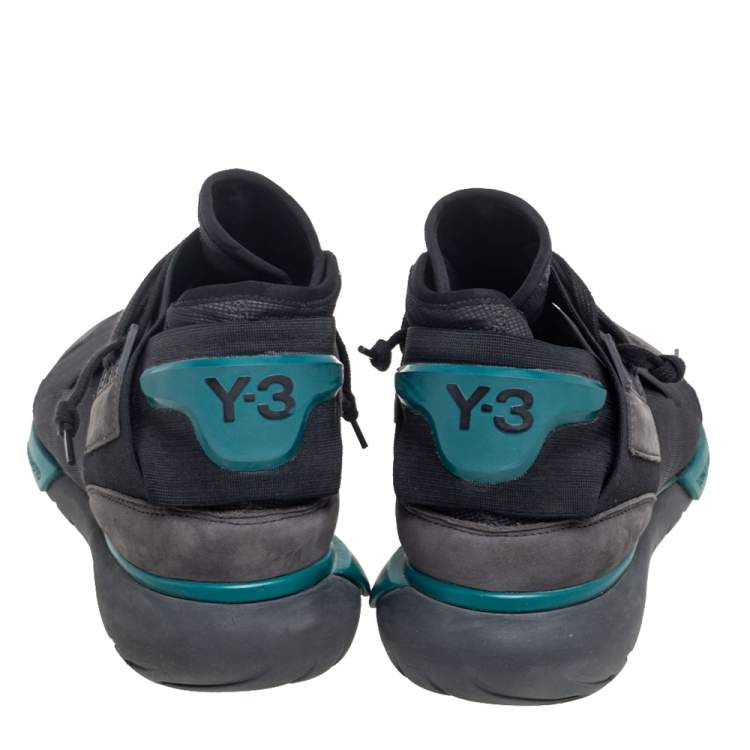 Pre Owned Adidas Y-3 Black Fabric And Suede Qasa High Top Sneakers Size 40.5
