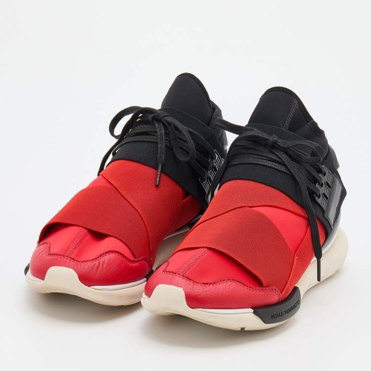 Adidas Y-3 Red/Black Neoprene And Leather Qasa High Top Size 42 Y-3 | TLC