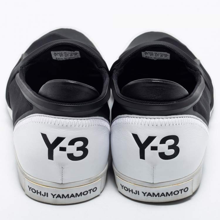 Pre Owned Y-3 Black Fabric and Leather Slip on Sneakers Size 42 2/3