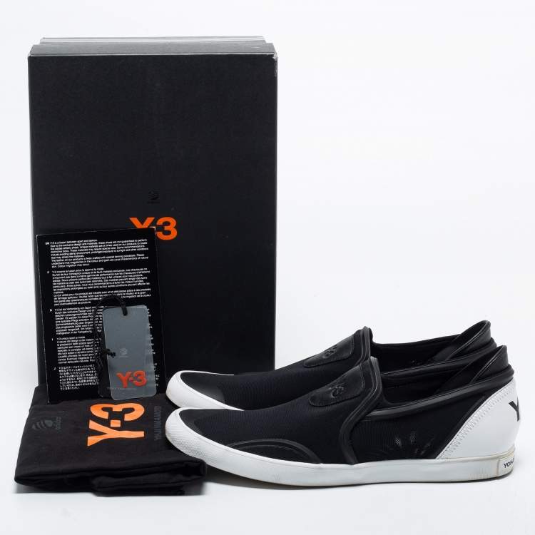 Pre Owned Y-3 Black Fabric and Leather Slip on Sneakers Size 42 2/3
