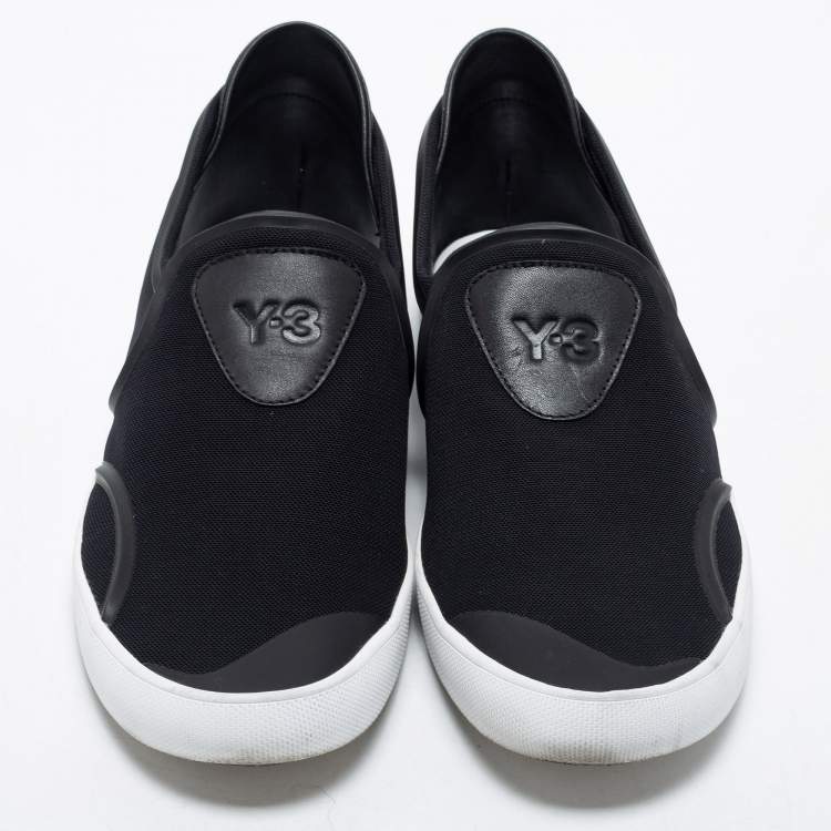 Pre Owned Y-3 Black Fabric and Leather Slip on Sneakers Size 42 2/3