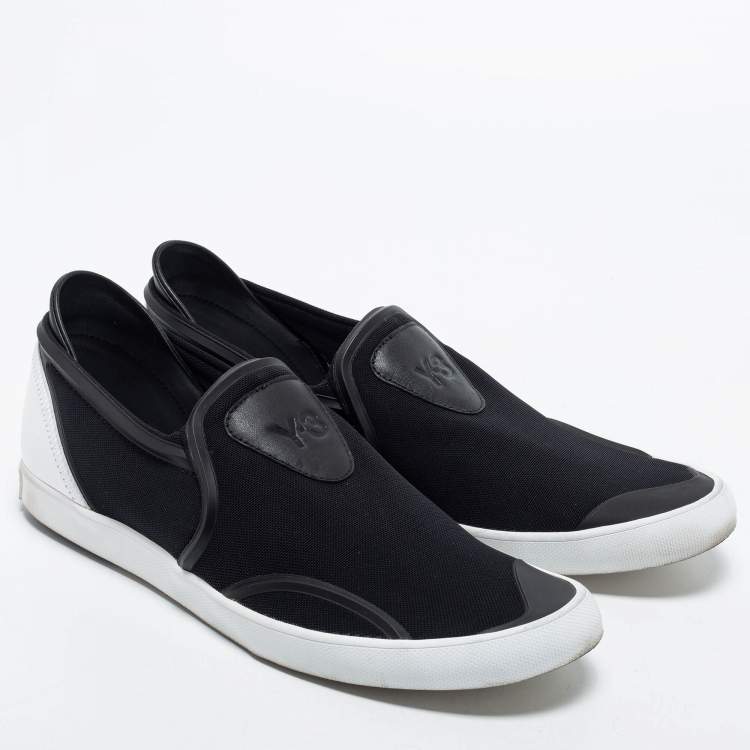 Pre Owned Y-3 Black Fabric and Leather Slip on Sneakers Size 42 2/3