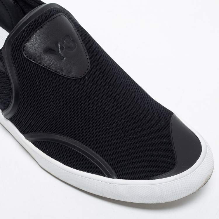 Pre Owned Y-3 Black Fabric and Leather Slip on Sneakers Size 42 2/3