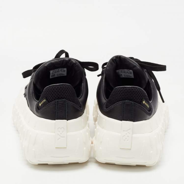 Pre Owned Y-3 x Adidas Black/White Leather Gr.1p Low Gtx Sneakers Size 45.5