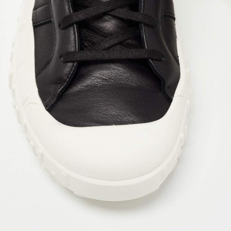Pre Owned Y-3 x Adidas Black/White Leather Gr.1p Low Gtx Sneakers Size 45.5