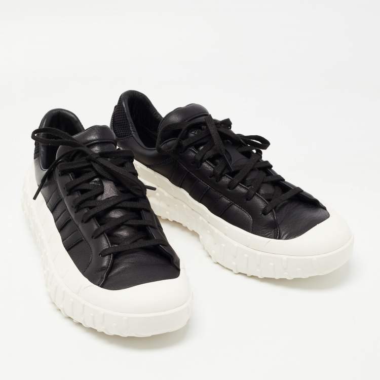 Pre Owned Y-3 x Adidas Black/White Leather Gr.1p Low Gtx Sneakers Size 45.5