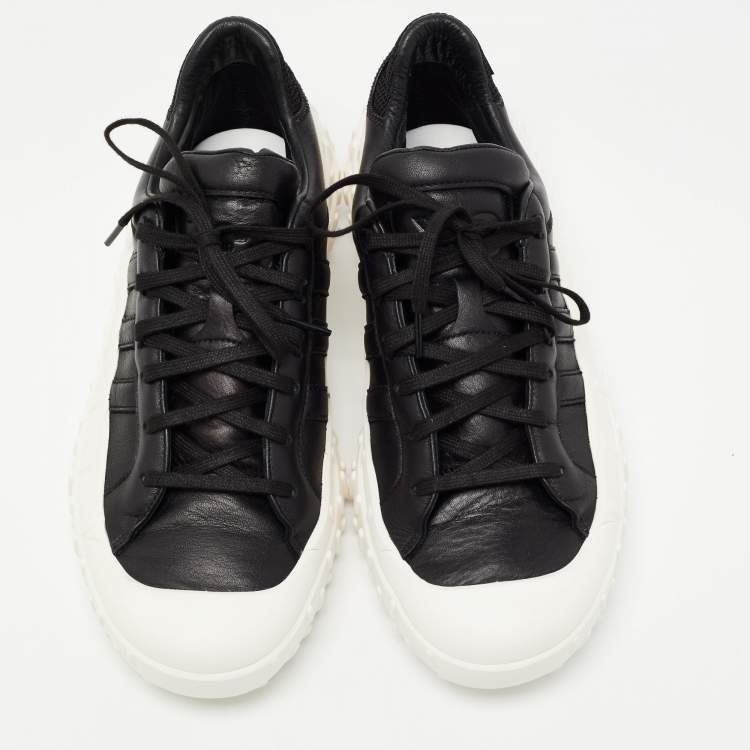 Pre Owned Y-3 x Adidas Black/White Leather Gr.1p Low Gtx Sneakers Size 45.5