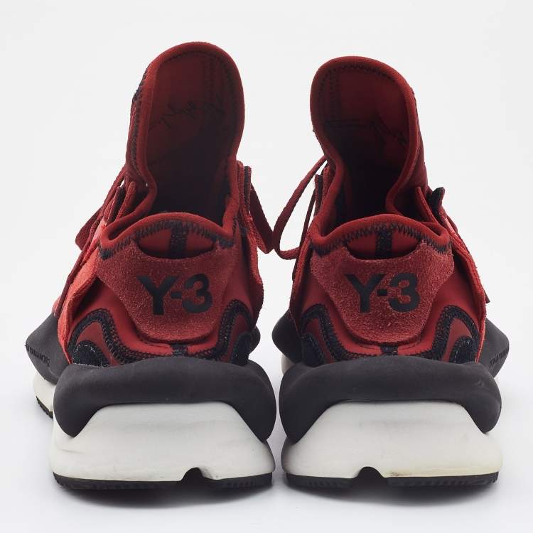 مملوكة مسبقًا Y-3 Red/Black Suede and Fabric Kaiwa Sneakers Size 43.5