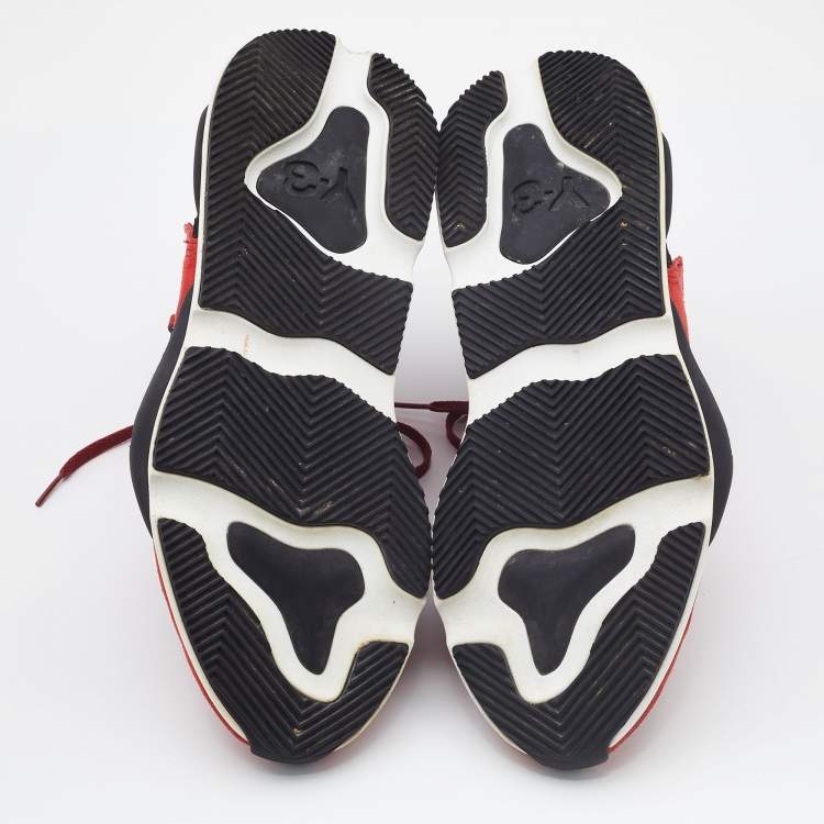 مملوكة مسبقًا Y-3 Red/Black Suede and Fabric Kaiwa Sneakers Size 43.5