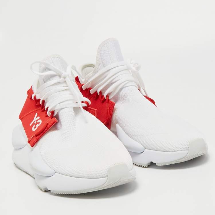 Pre Owned Y-3 White Knit Fabric Low Top Sneakers Size 42.5