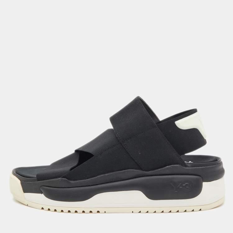 Pre Owned Y-3 Black Elastic Slingback Flat Sandals Size 46