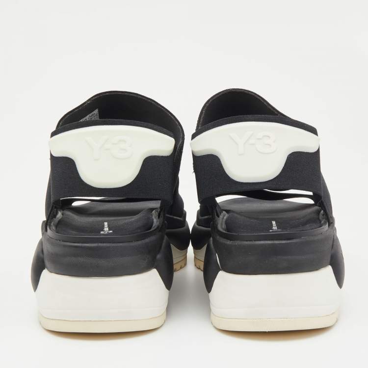 Pre Owned Y-3 Black Elastic Slingback Flat Sandals Size 46