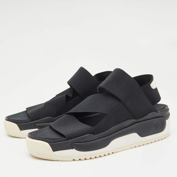 Pre Owned Y-3 Black Elastic Slingback Flat Sandals Size 46