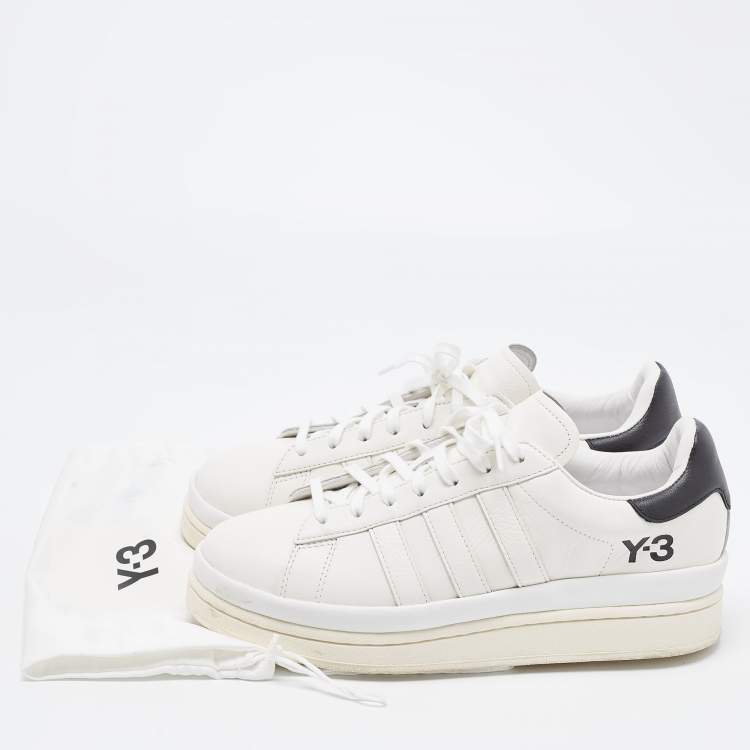 Pre Owned Y-3 White/Black Leather Yohji Star Low-Top Sneakers Size 42 2/3