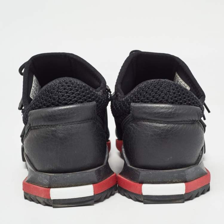 Pre Owned Adidas Y-3 Black Knit Fabric and Leather Harigane Black Chili Pepper Sneakers Size 42