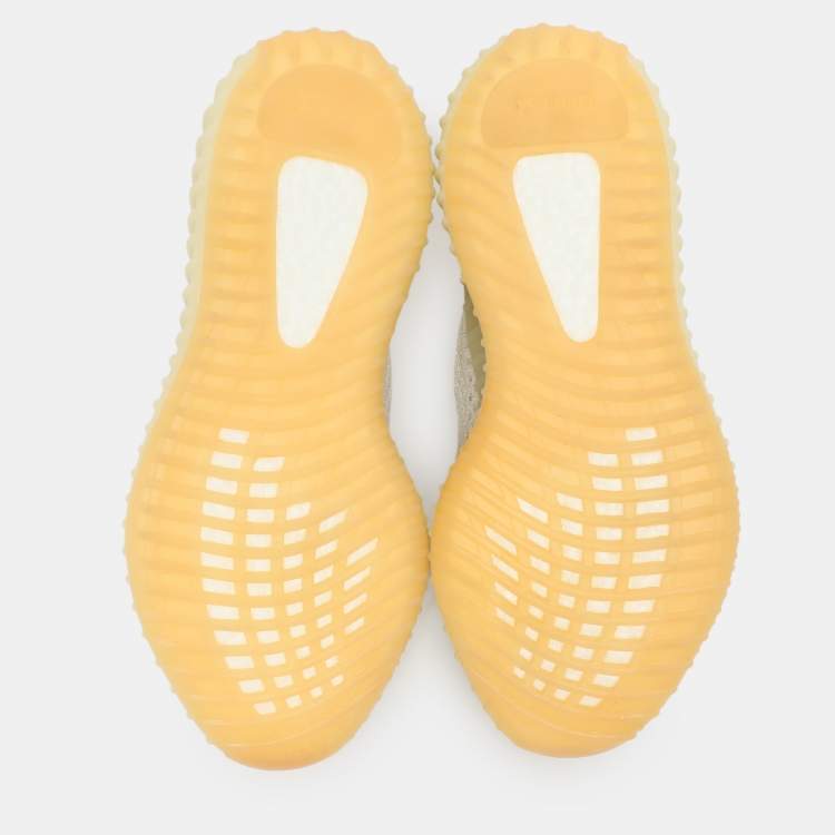 Pre Owned Yeezy x Adidas Cream Knit Fabric Boost 350 V2 "Light" Low Top Sneakers Size 45 1/3