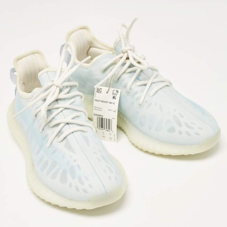 Pre Owned Yeezy x Adidas Blue Mesh Boost 350 V2 Mono Ice Sneakers Size 42