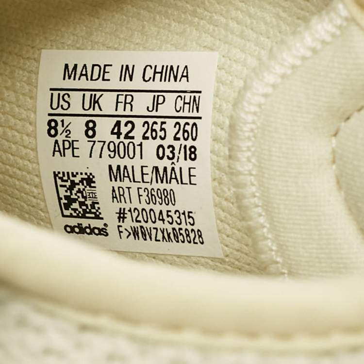 Pre Owned Yeezy x Adidas Light Yellow Knit Fabric Boost 350 V2 Butter Sneakers Size 42