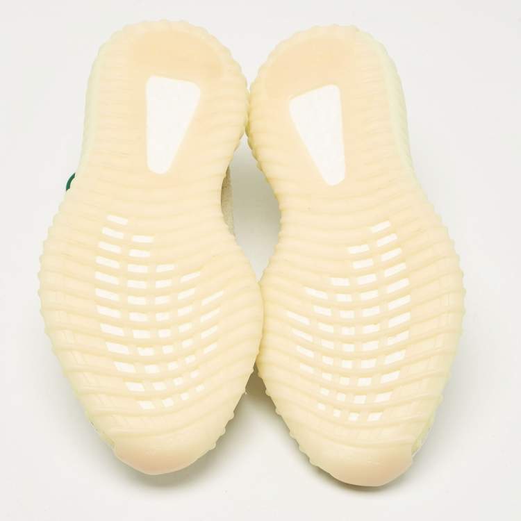 Pre Owned Yeezy x Adidas Light Yellow Knit Fabric Boost 350 V2 Butter Sneakers Size 42