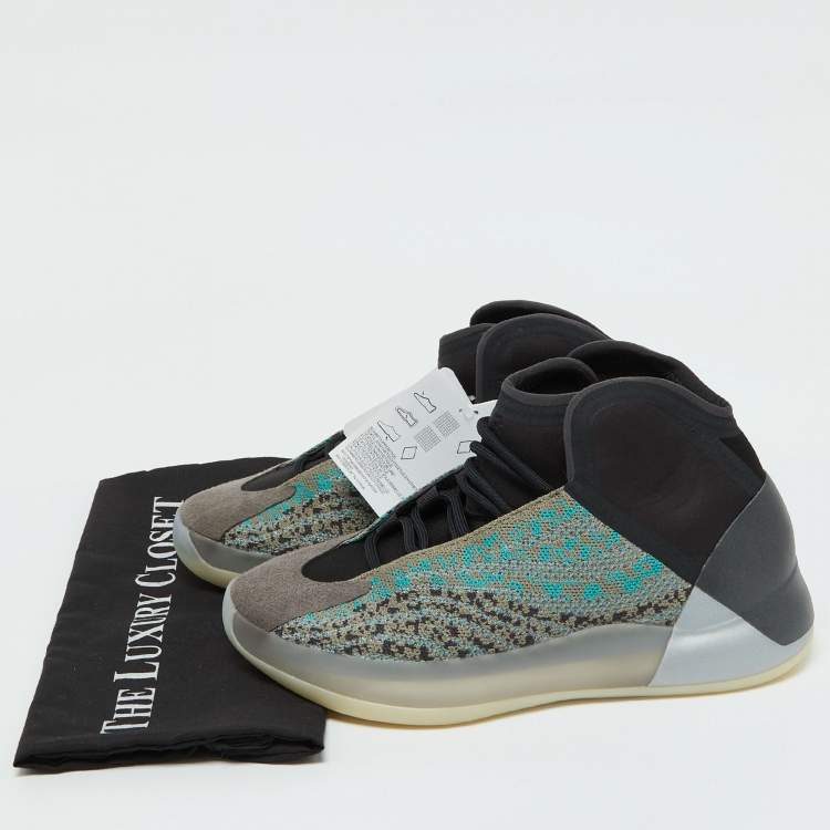 Pre Owned Yeezy x Adidas Multicolor Knit Fabric and Neoprene QNTM Sea Teal Sneakers Size 41 1/3