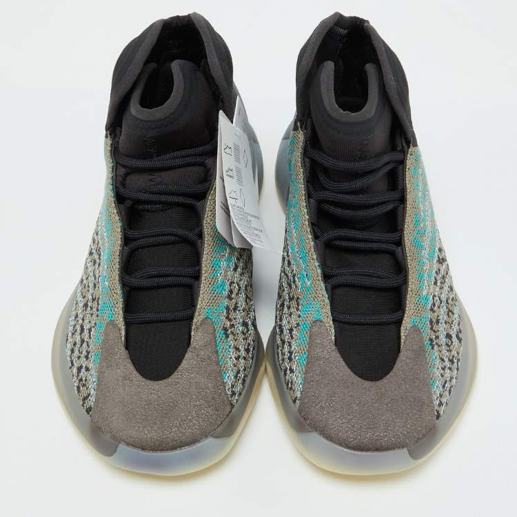 Pre Owned Yeezy x Adidas Multicolor Knit Fabric and Neoprene QNTM Sea Teal Sneakers Size 41 1/3