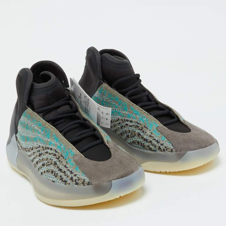 Pre Owned Yeezy x Adidas Multicolor Knit Fabric and Neoprene QNTM Sea Teal Sneakers Size 41 1/3