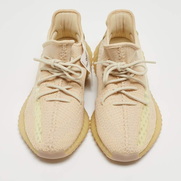 Pre Owned Yeezy x Adidas Beige Knit Boost 350 V2 Sneakers Size 44