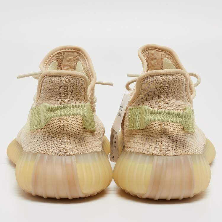Pre Owned Yeezy x Adidas Beige Knit Boost 350 V2 Sneakers Size 44