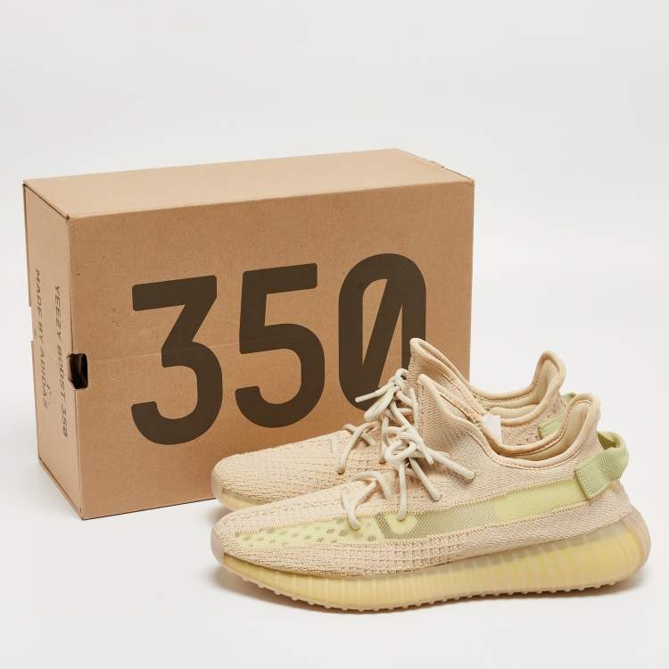 Pre Owned Yeezy x Adidas Beige Knit Boost 350 V2 Sneakers Size 44