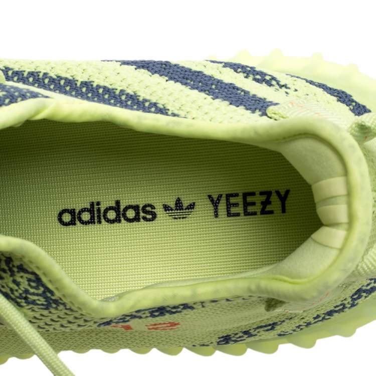 Pre Owned Yeezy x Adidas Green Cotton Knit Semi Frozen Boost 350 V2 Sneakers Size 47 1/3