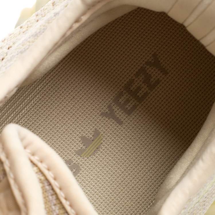 Pre Owned Yeezy Beige Cotton Knit Boost 350 V2 Sneakers Size 41.5