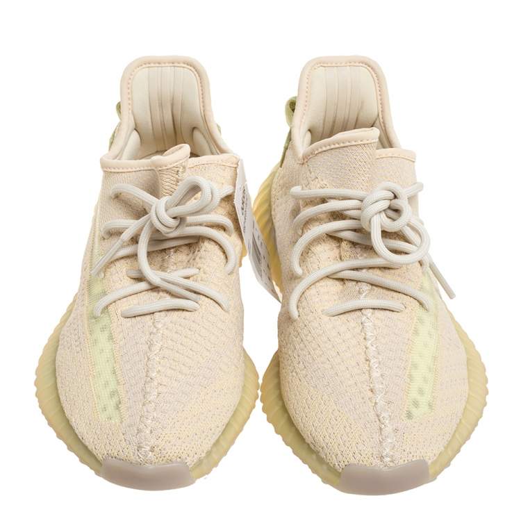 Pre Owned Yeezy Beige Cotton Knit Boost 350 V2 Sneakers Size 41.5