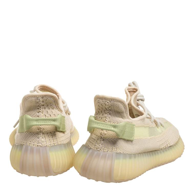 Pre Owned Yeezy Beige Cotton Knit Boost 350 V2 Sneakers Size 41.5