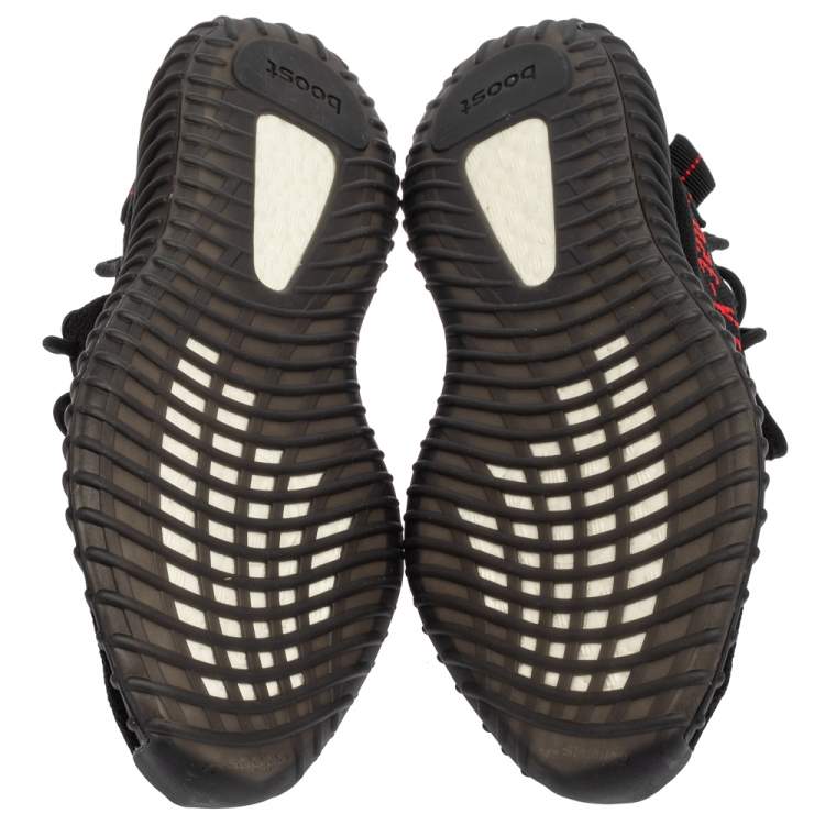 Pre Owned Yeezy x adidas Black Knit Fabric Boost 350 V2 Sneakers Size 43 1/3