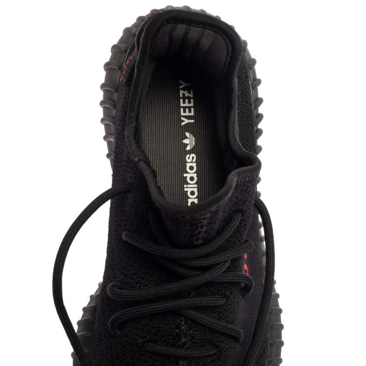 Pre Owned Yeezy x adidas Black Knit Fabric Boost 350 V2 Sneakers Size 43 1/3