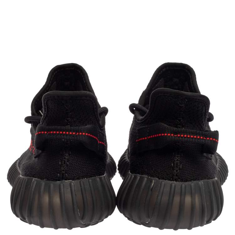 Pre Owned Yeezy x adidas Black Knit Fabric Boost 350 V2 Sneakers Size 43 1/3