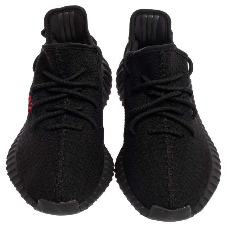 Pre Owned Yeezy x adidas Black Knit Fabric Boost 350 V2 Sneakers Size 43 1/3
