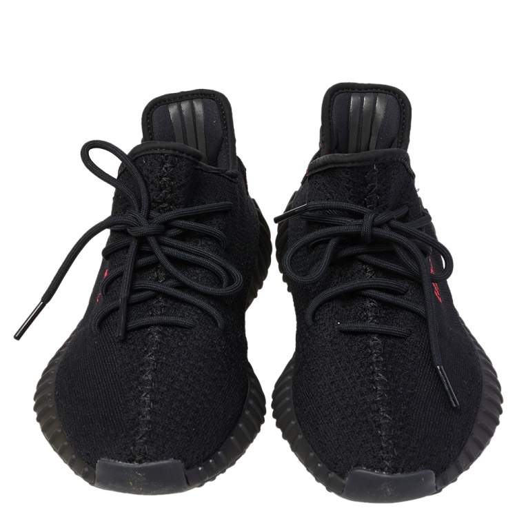 Pre Owned Adidas Yeezy Boost 350 V2 Black/Red Knit Fabric Lace Up Sneaker Size 42.5
